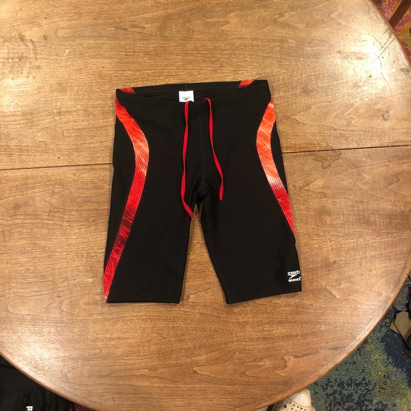 Speedo Endurance Mens shorts size 34 black red compression - Picture 1 of 9